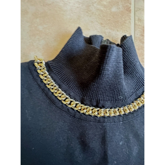 Zara Worn once knit sleeveless Mock collar top chain detail Women size M - Picture 2 of 6